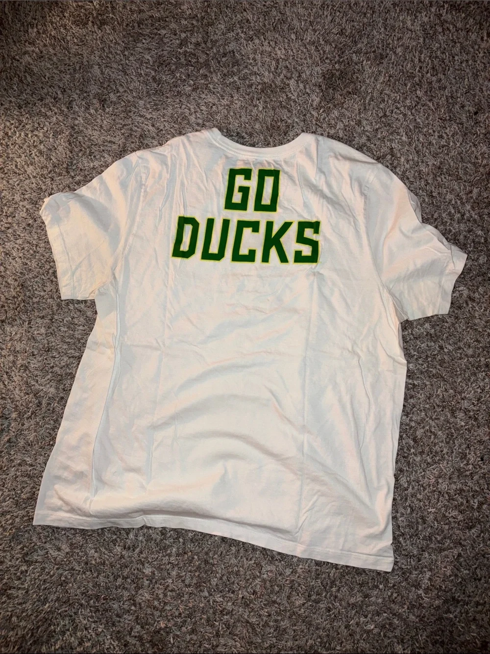 Nike White Short-Sleeve Tee with Green Oregon Logo